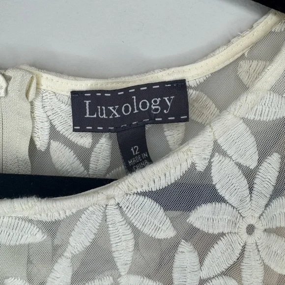Luxology Cream Flower Embroidered Dress size 12 - Picture 4 of 6